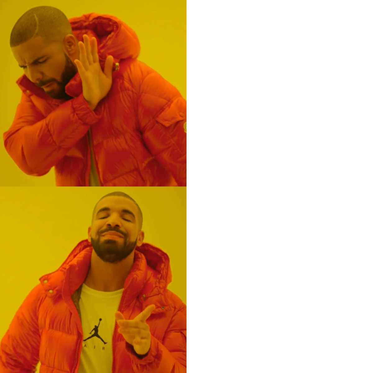 Drake Hotline Bling meme about Volant