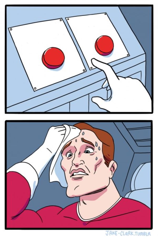 Two Buttons meme about Volant